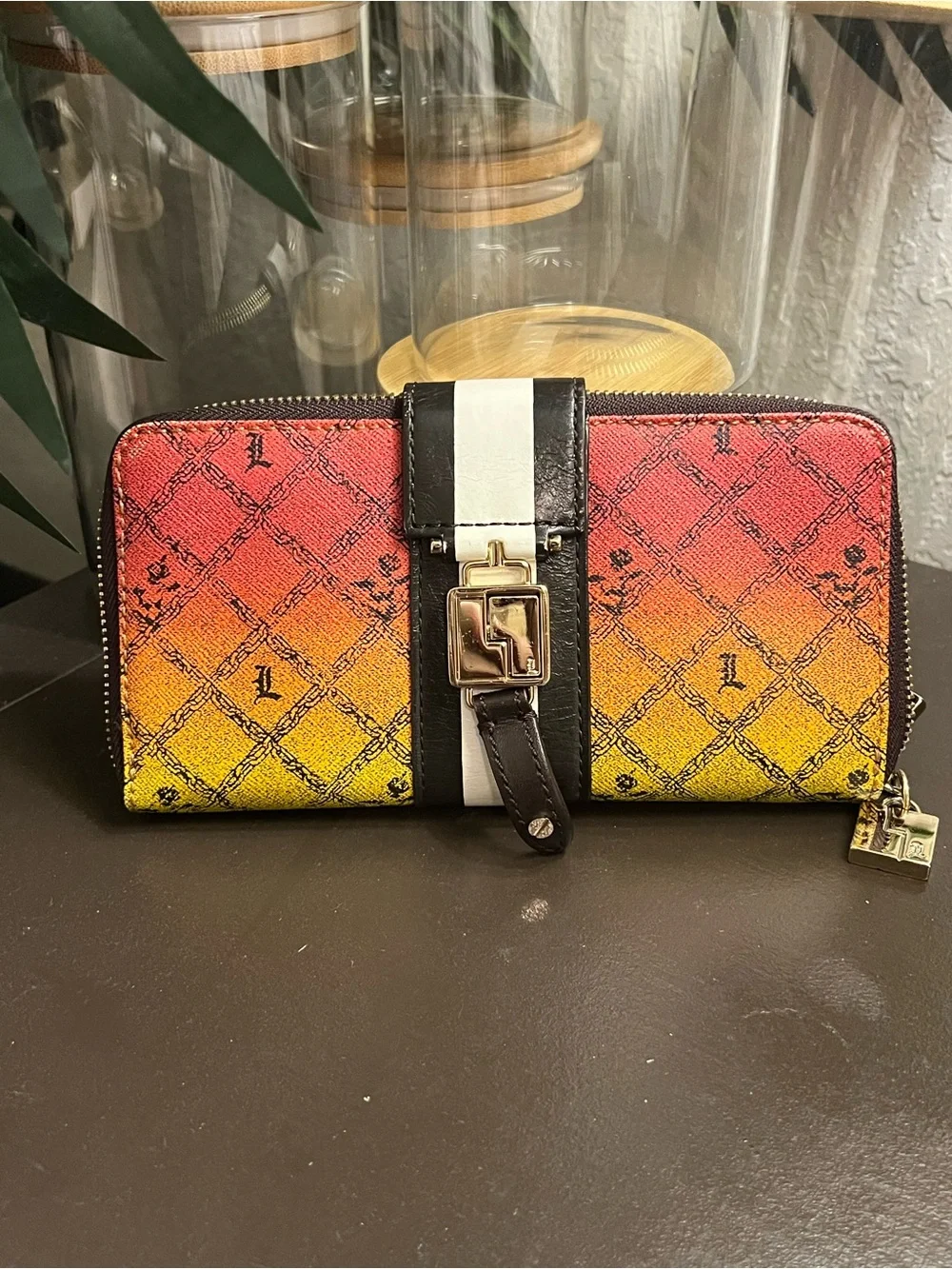L.A.M.B Rasta Ombré Zip LG Wallet